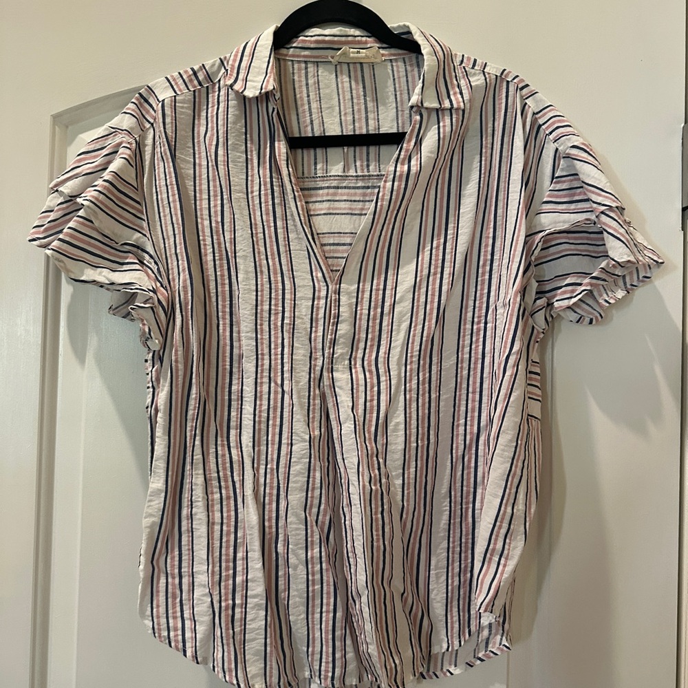 Striped Short-Sleeve Blouse